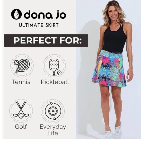Donna Jo Ultimate A-Line Activeware Blue Multi Dri Fit Skort Size Medium - Picture 14 of 14